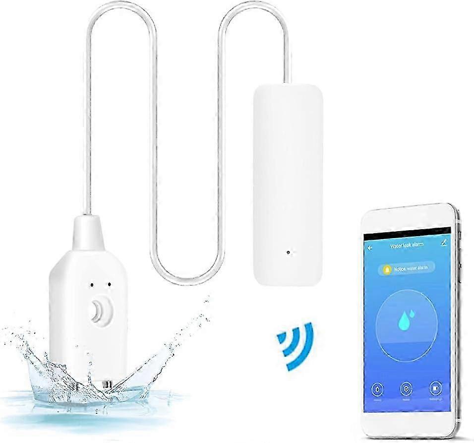 Water Alarm Sensor, WiFi Water Leak Detector, Overflow Flood Leakage Alerts, Remote Monitoring Leaker for Water Heater Basement Sewage Pump, TUYA/Smar