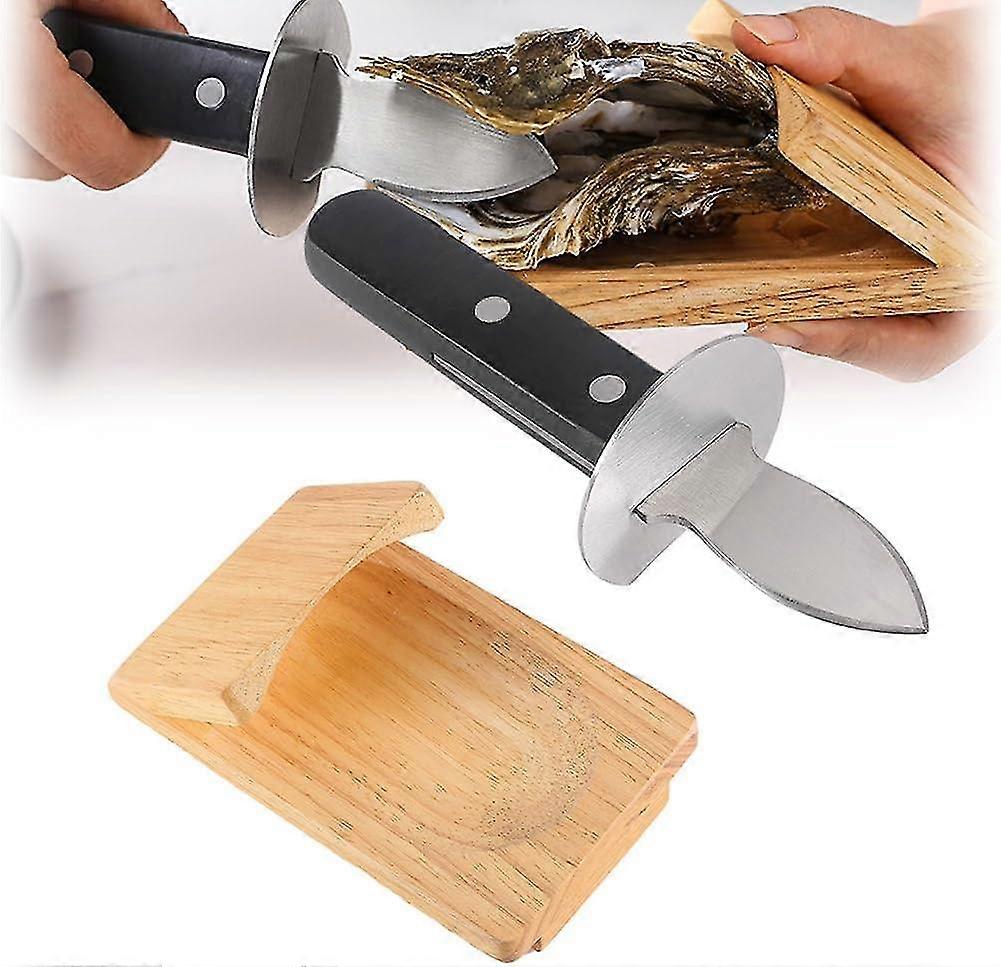 Oyster Shucking Clamp, 2024 Newest Oyster Knife Shucker Set, Oyster Shucking Clamp Seafood Tools Handguard Seafood Wood Shucking Clamp