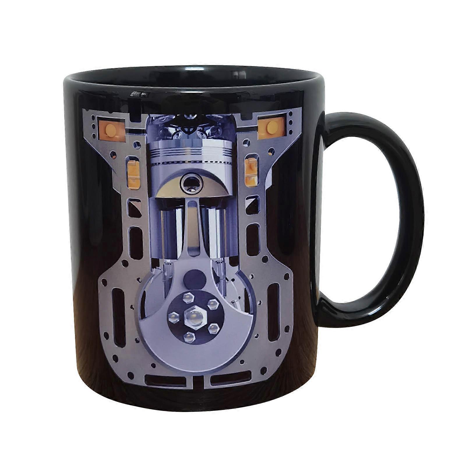 Mechanic Engine Coffee Mug - Engine Piston Black Coffee Mug - 350ml