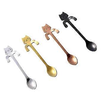 4 Pieces Cat Spoon Coffee Tea Spoon Set, Stainless Steel...