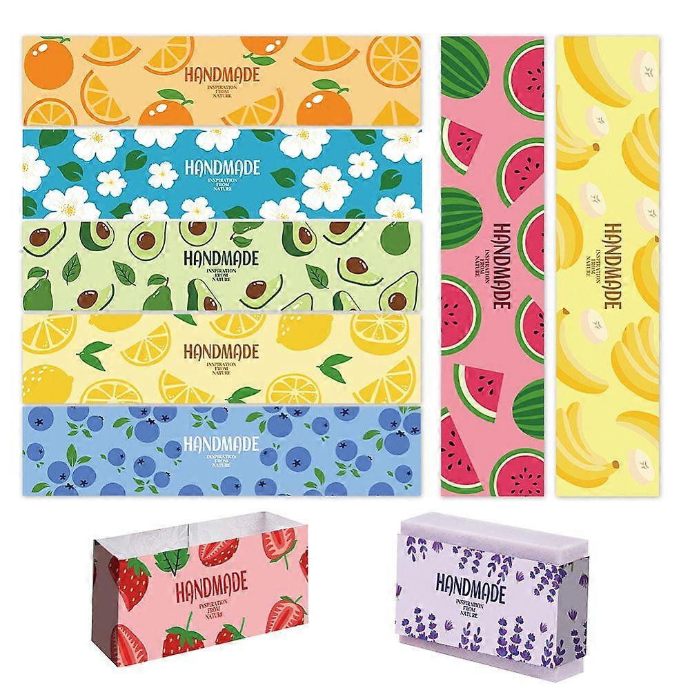 90Pcs 9 Styles Soap Paper Tag Paper Soap Wrappers Rectangle for Soap Packaging Fruit 210x50mm 10pcs/style