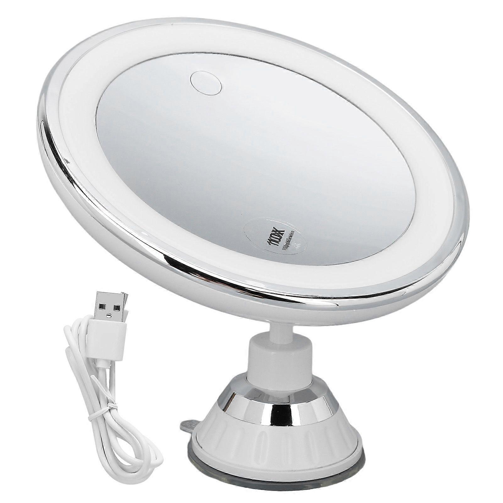 Suction Cup Makeup Mirror 10x with 3 Light Colors Battery Powered Makeup Mirror 10X Magnify with Suction Cups for Makeup