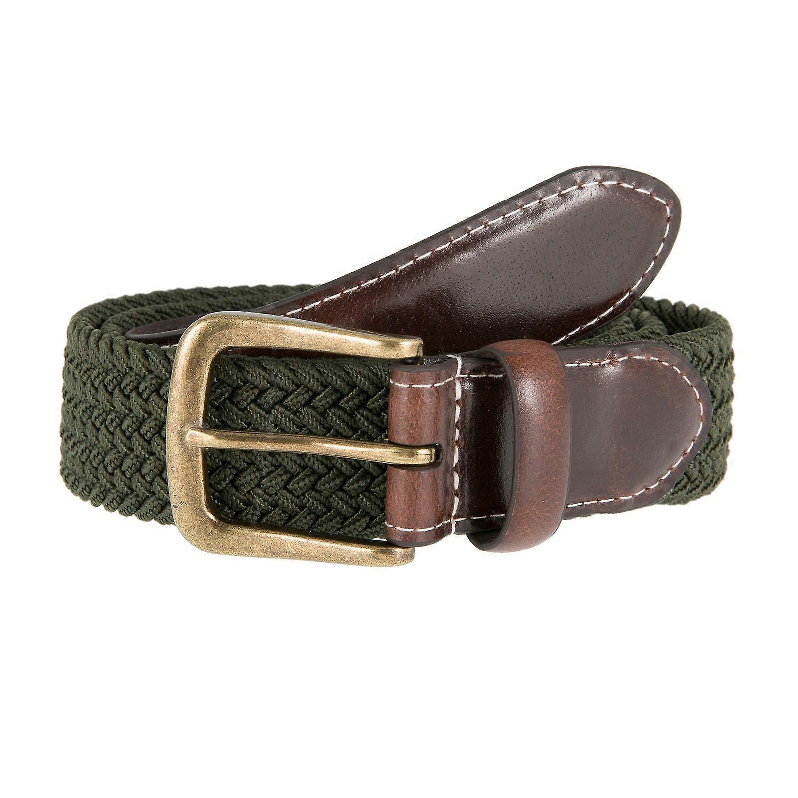 Dents Mens Elastic Stretch Belt Leather End Webbing