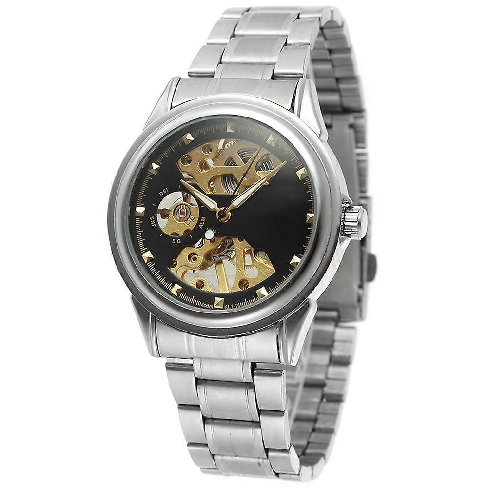 FORSINING Silver Mechanical Watch: PU Leather Strap with Waterproof Features
