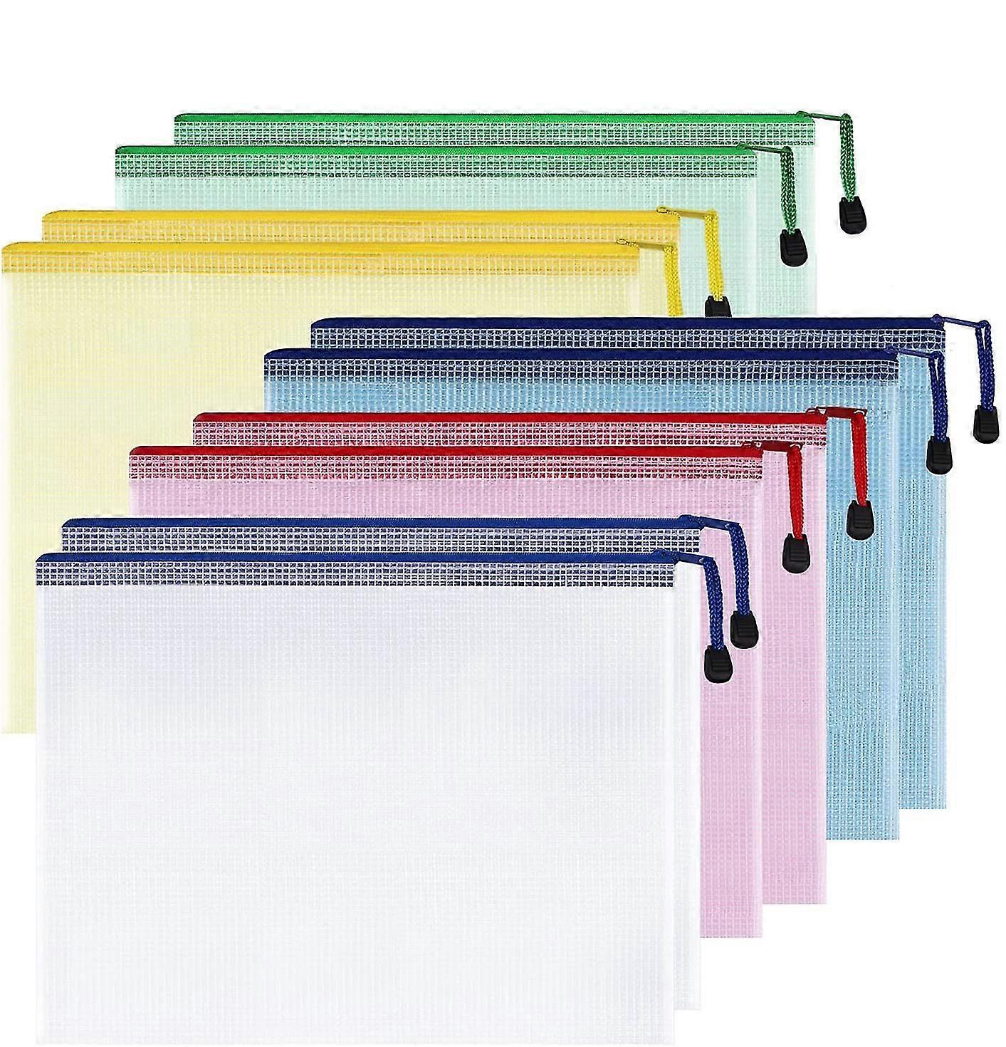 Plastic Mesh Zipper Pouch 7x9 In ( 10 Pas),extra Large Water-resistant Zip Bag For School Office Supplies, Puzzles Games Organizing Storage,6201