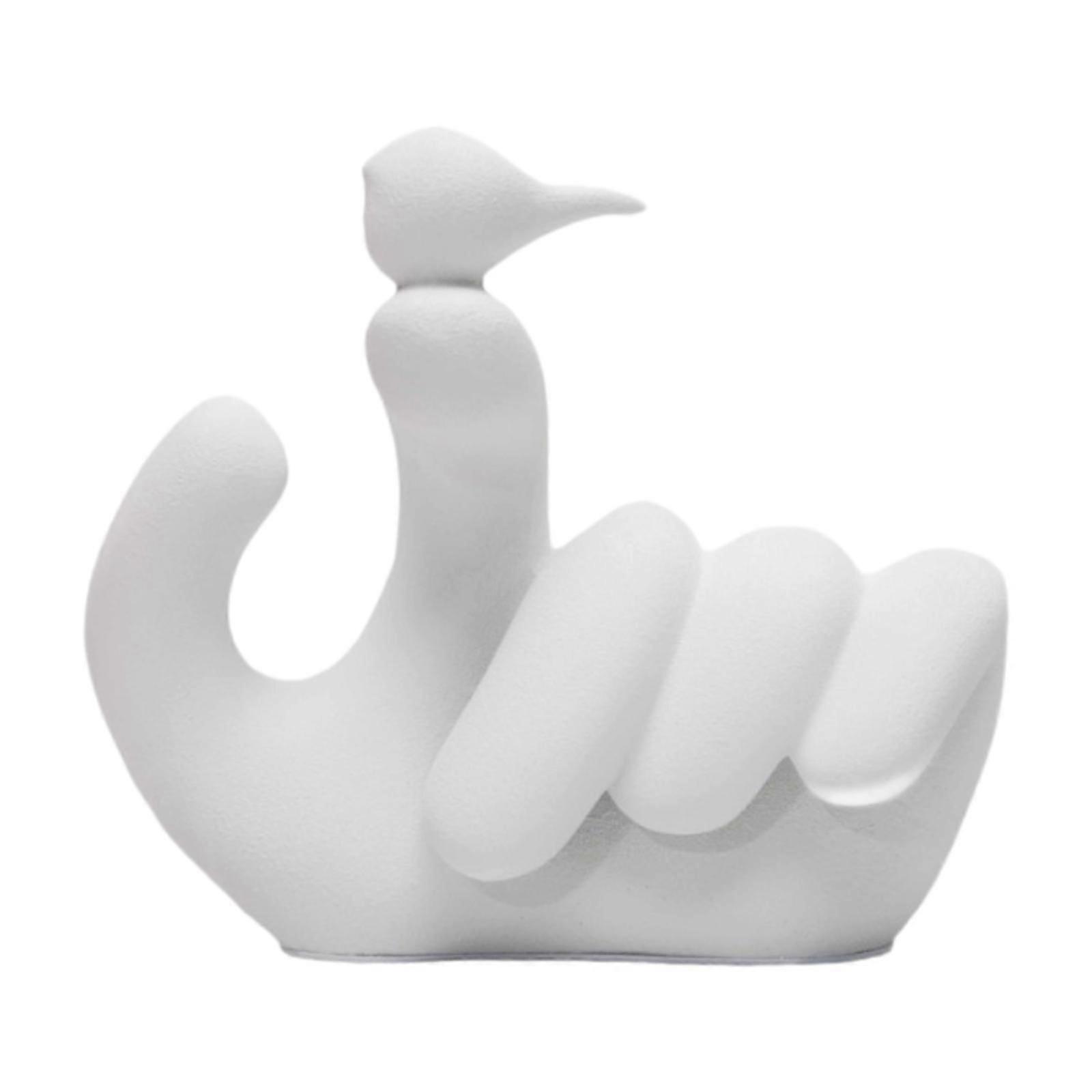 Abstract Bird Hand Statue Resin Artwork Figurine for Cabinet Study Bookshelf 16.5cmx9cmx14cm