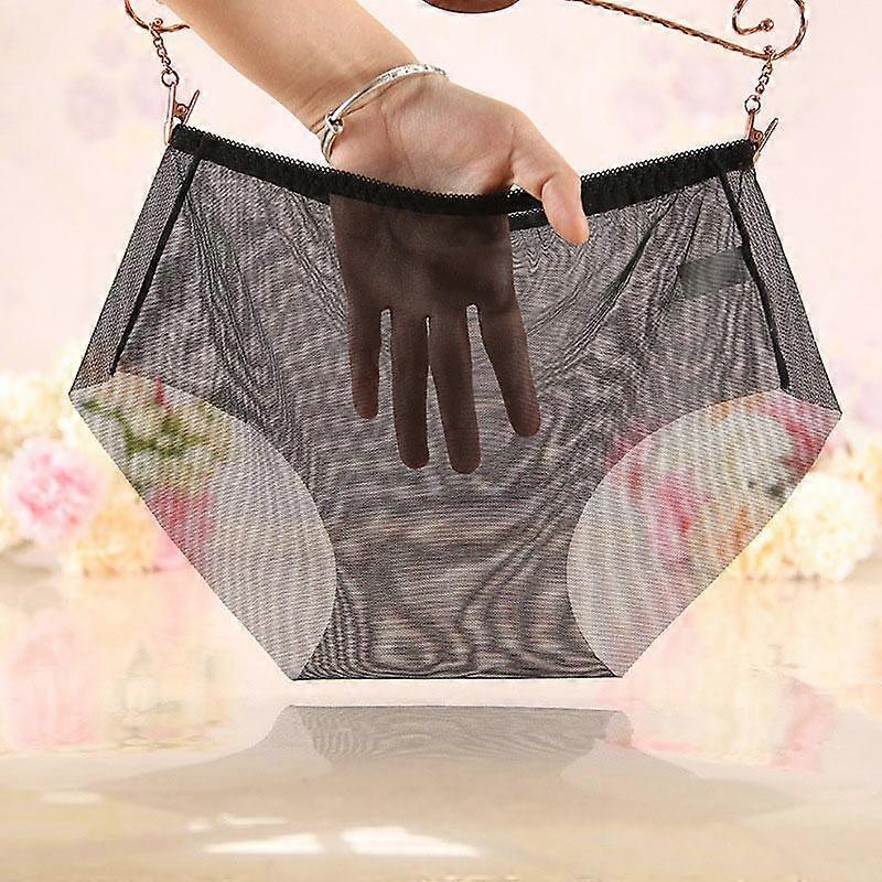 Women's Sheer Mesh Briefs Panties Transparent Ice Silk See Through No Trace Knickers Breathable