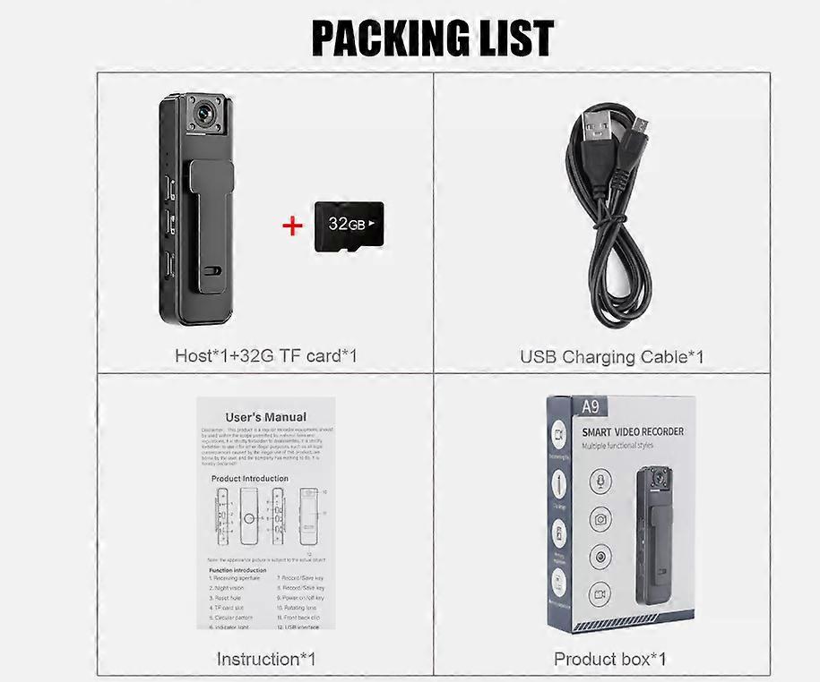 Κάμερα σώματος 1080P Pocket Video Audio Portable Police Recorder Night Vision Cam