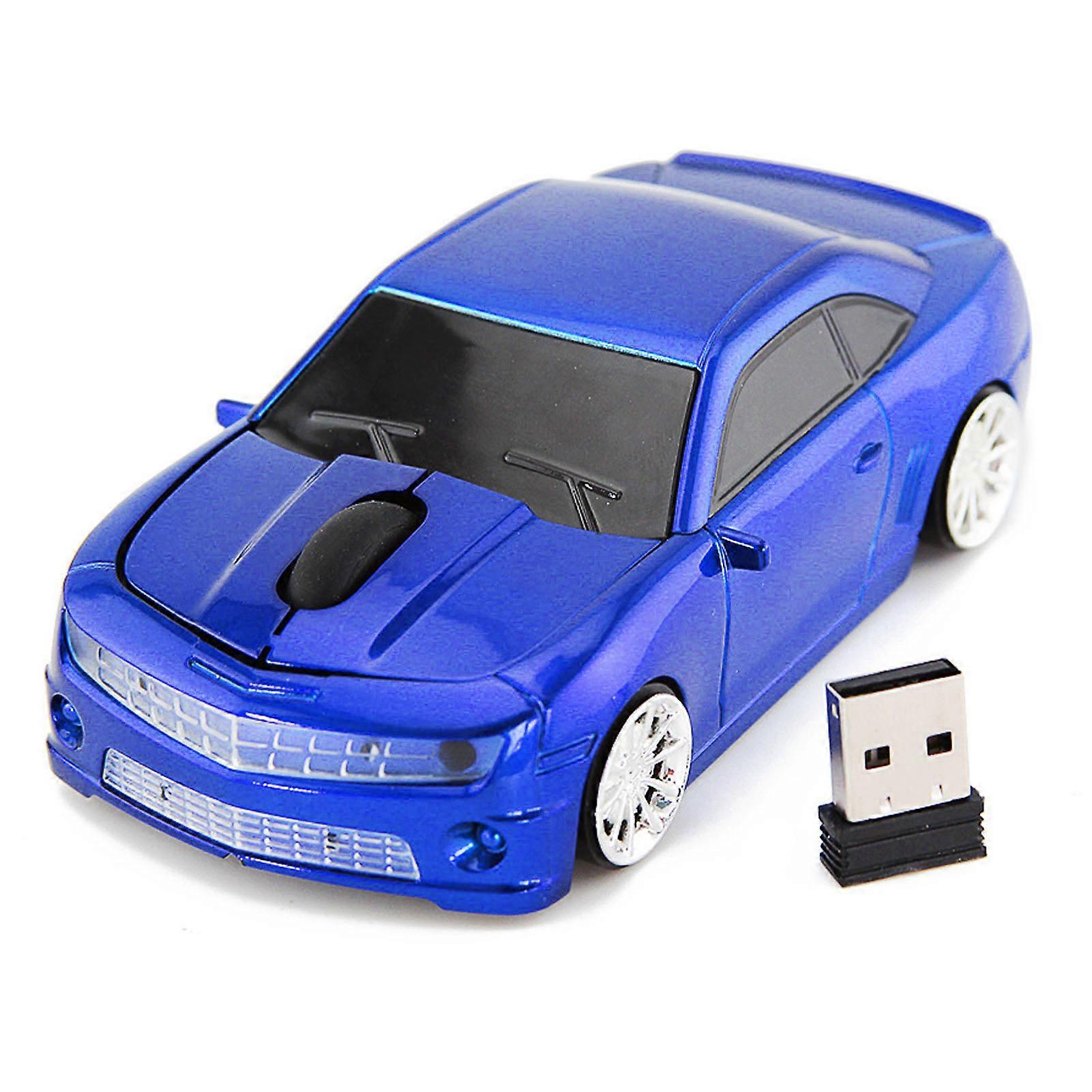 2.4GHz Wireless Computer Mouse Sports Car Shape High Precision Sensor for Laptop PC Blue
