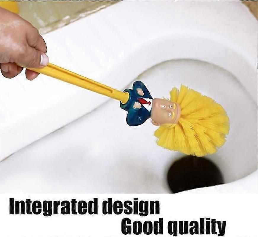 Donald Trump Toilet Brush Novelty Gag Gift - Humor Bathroom Cleaner With Holder (Orange Hair Design)