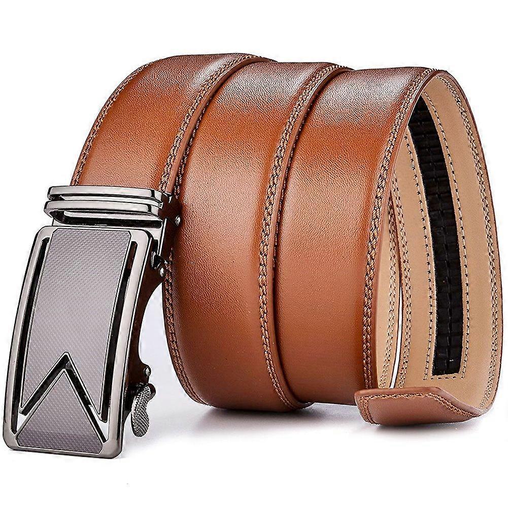 Men's Belt Slide Ratchet Belt for Men with Genuine Leather 1 3/8 Trim to Fit