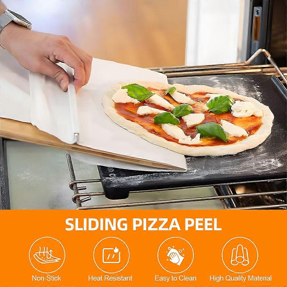 Sliding Pizza Peel - 12 inch Pizza Paddle with Handle and Baking Cloth Non-Stick Pizza Peel for Bread Dough Transfer Kitchen Essential Baking Pizza Sl