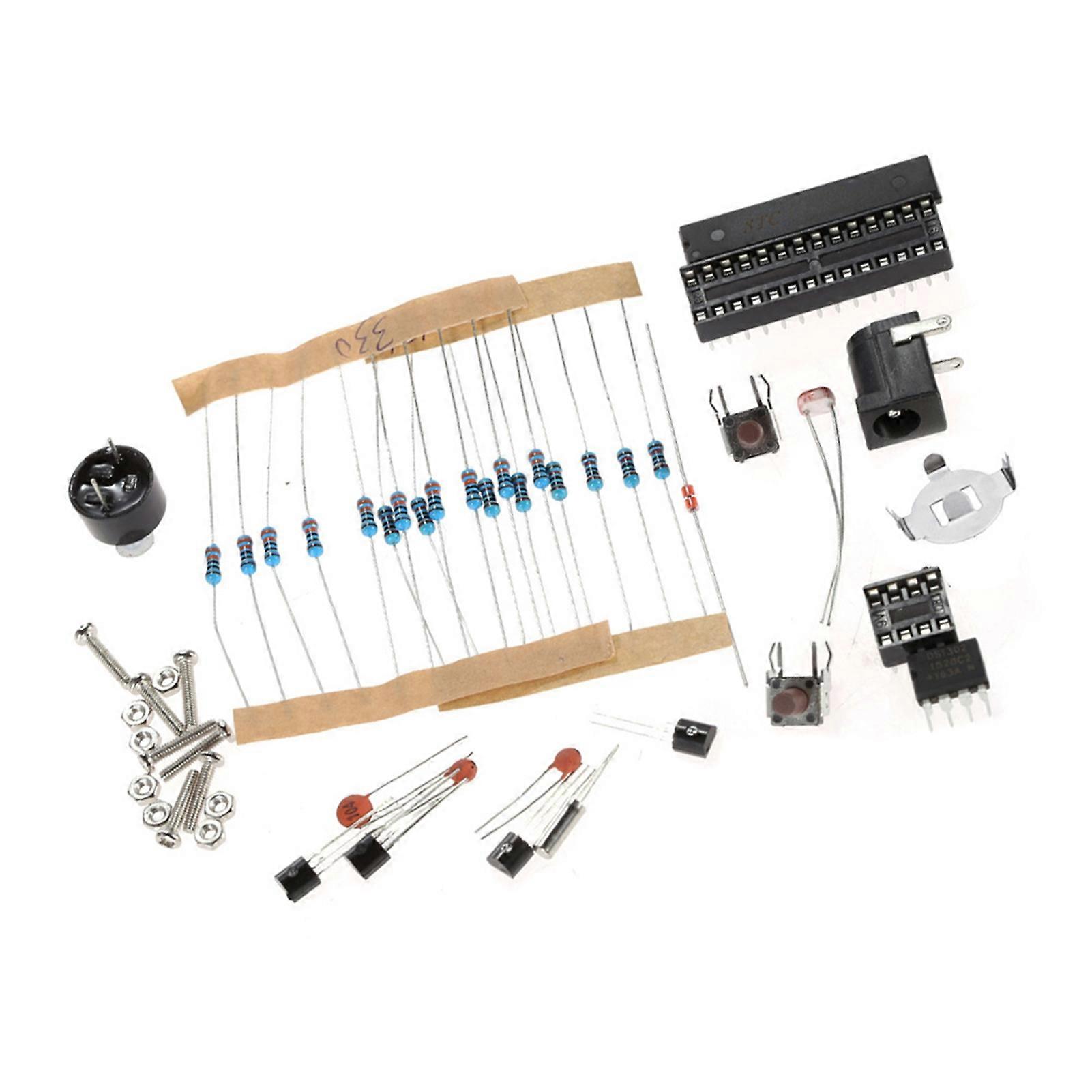 Compact 4-digit DIY Digital LED Clock Kit Light Control Temperature Date Time Display with Transparent Case