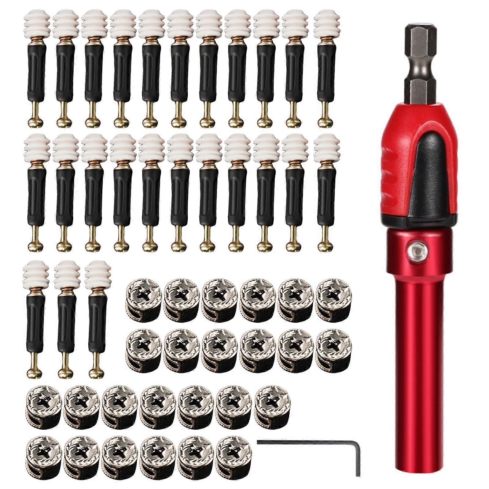 Adjustable Depth Magnetic Screw Socket Sleeve with Screws Set 3 in 1 Steel Screwdriver Bit Holder with Strong Magnetism  Red