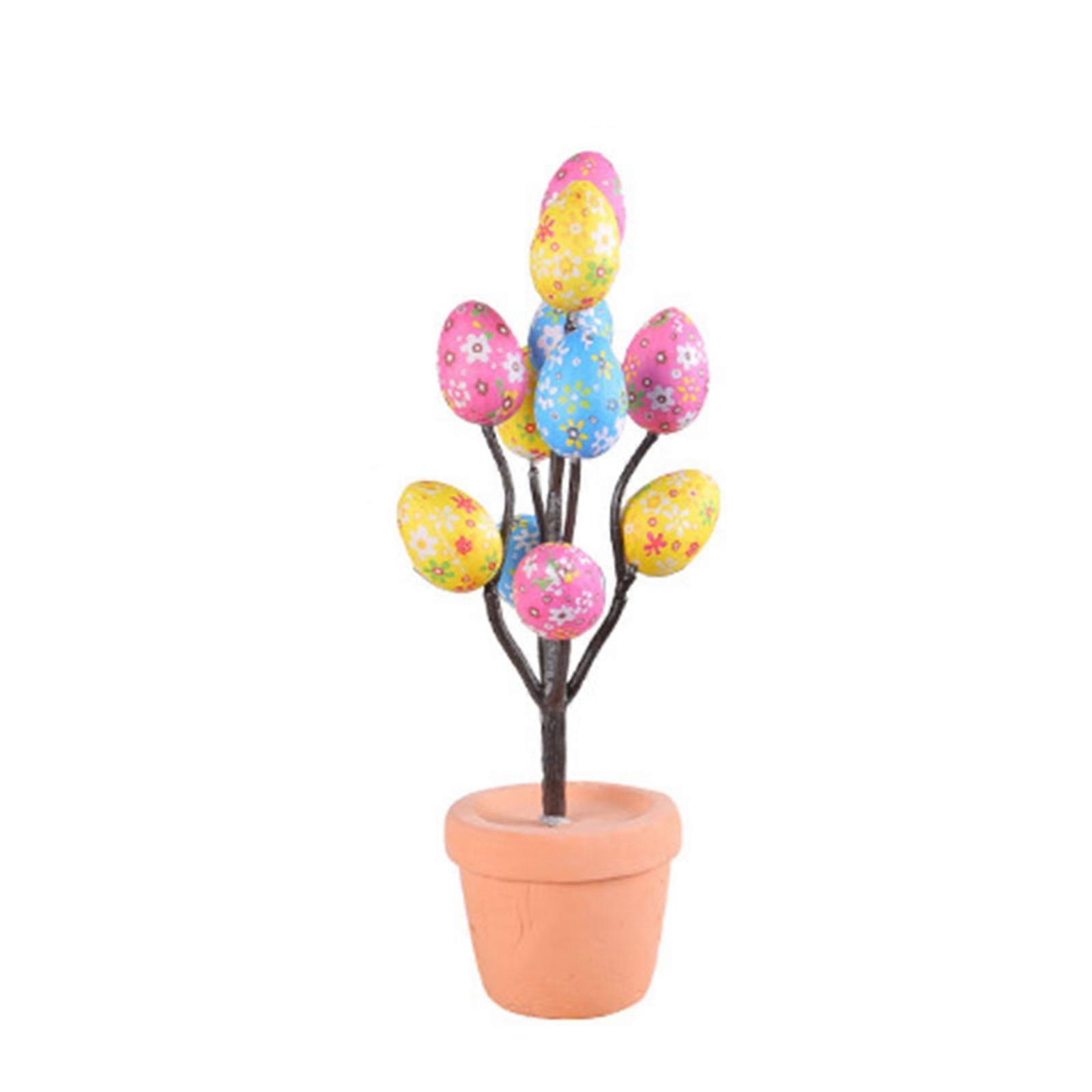 Festive Ornament Colorful Potted Easter Tree with Foam Eggs Perfect for Office and Window Display