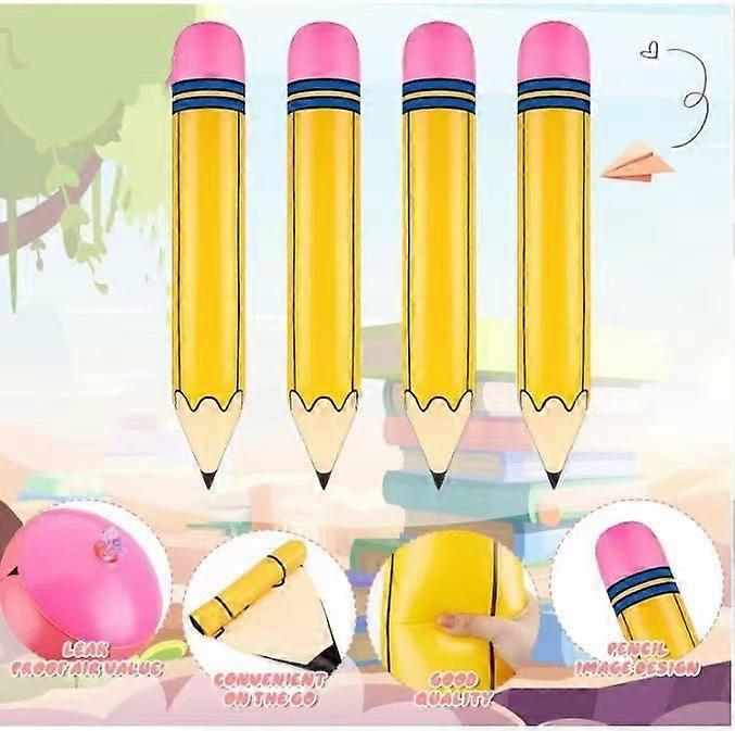 6/12pcs Inflatable Pencil Props Jumbo Pencil Toys Large Pencil Inflatables Classroom Decorations Photo Props