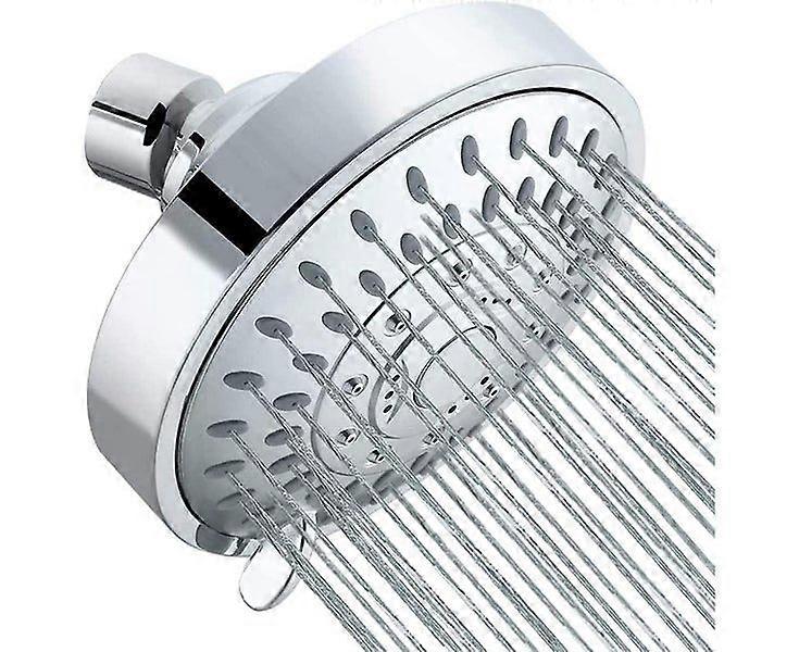 High-Pressure Shower Head 4 Inch ABS Plastic Silver Easy Installation Spa Experience 5-Function Controller
