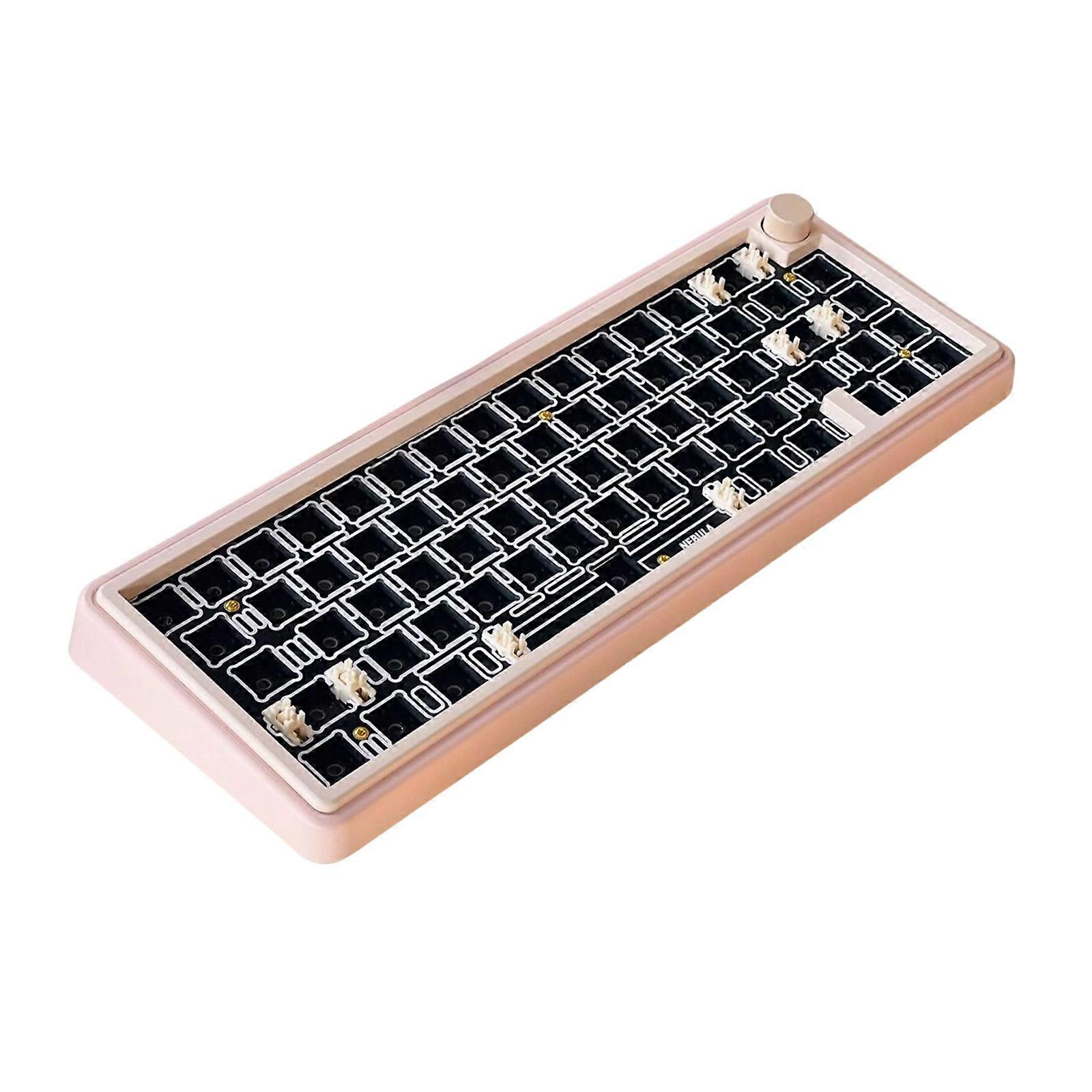 Three Modes 66 Key Mechanical Keyboard Hot Swap Functionality for Personalizing Experience Small Keypad pink red