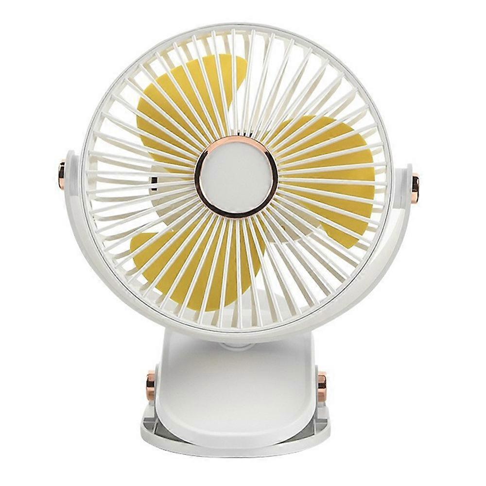 6 Inch Desk Fan with Ambient Light USB Charging 3 Speeds Adjustable Clip Fan for Dorm Office-White