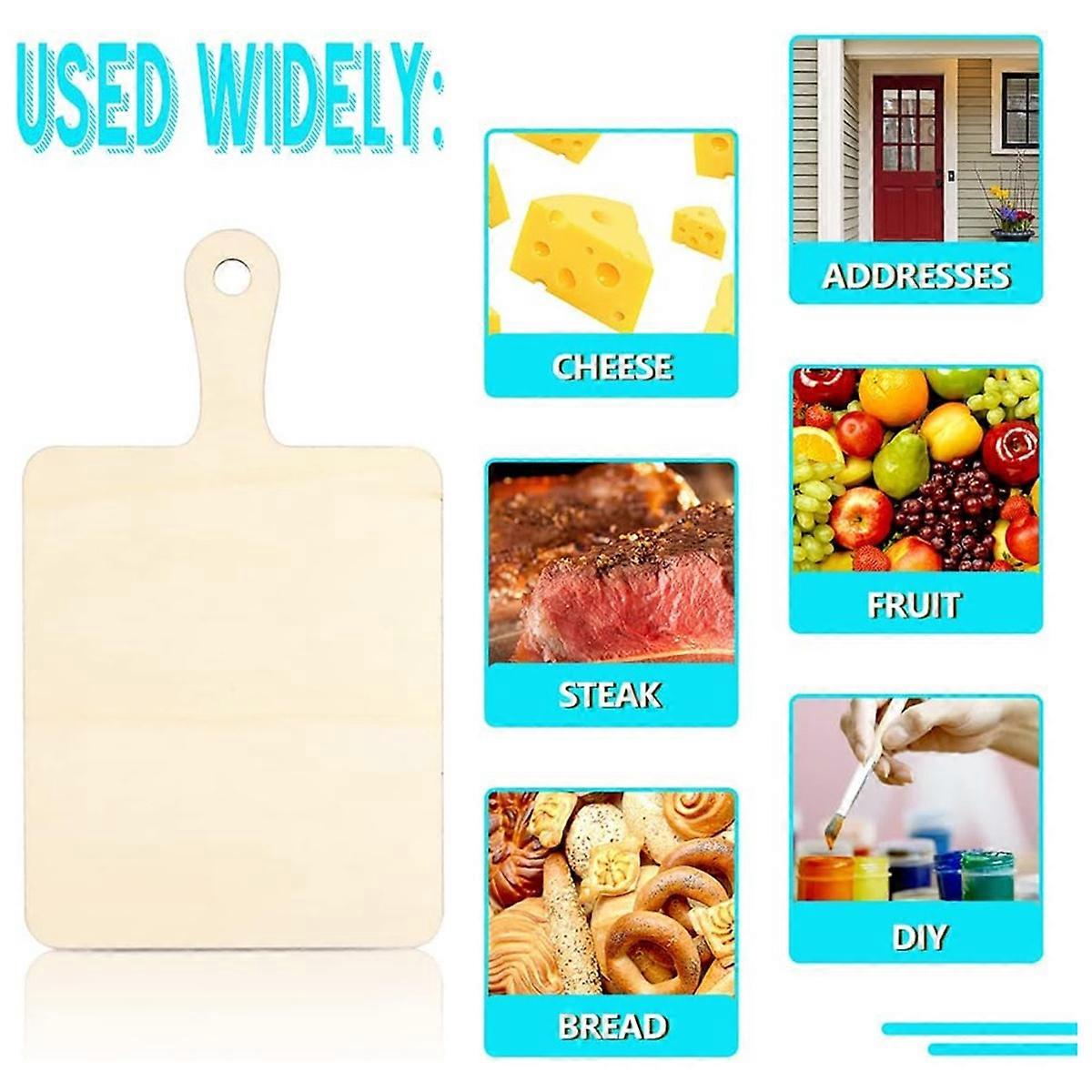 Unfinished Wood Cutting Board Craft with Handle,for Craft DIY Christmas Home Kitchen Cooking Decor (