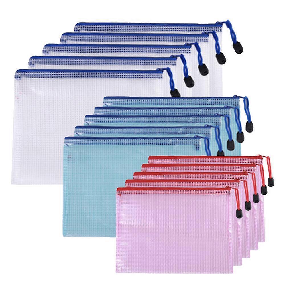 Semi-Transparent Mesh Zipper Pouch Bags, Portable Organization For Letter Size A4 Documents, Unique Design Offers Quick Content Recognition, Foldable