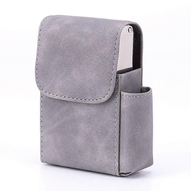 Cigarette Case with PU Leather, Lighter Bag, Business Card Case(Gray)