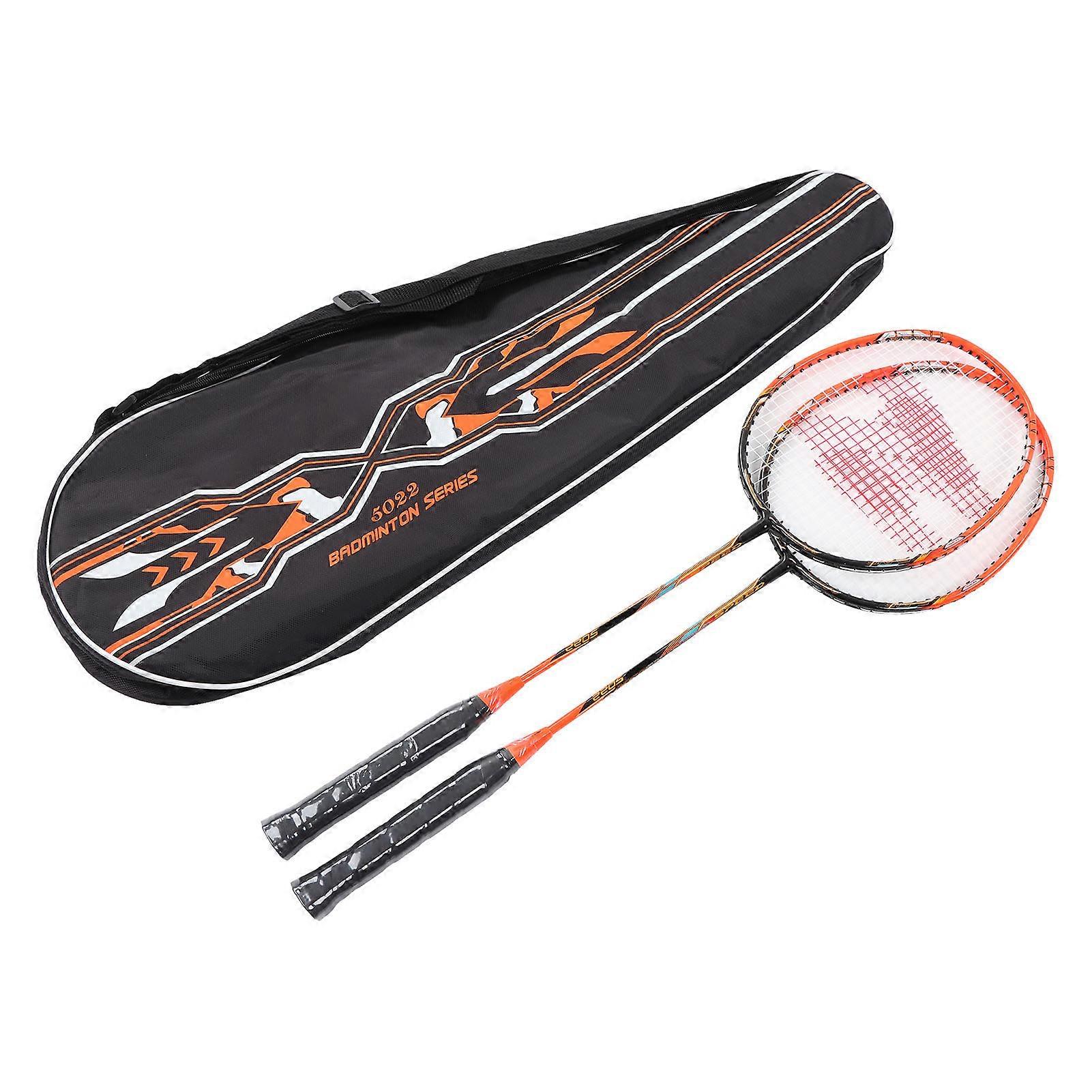 1 Pair Racket Carbon Alloy Integrated Badminton Racquets with Storage Bag for Training Competition