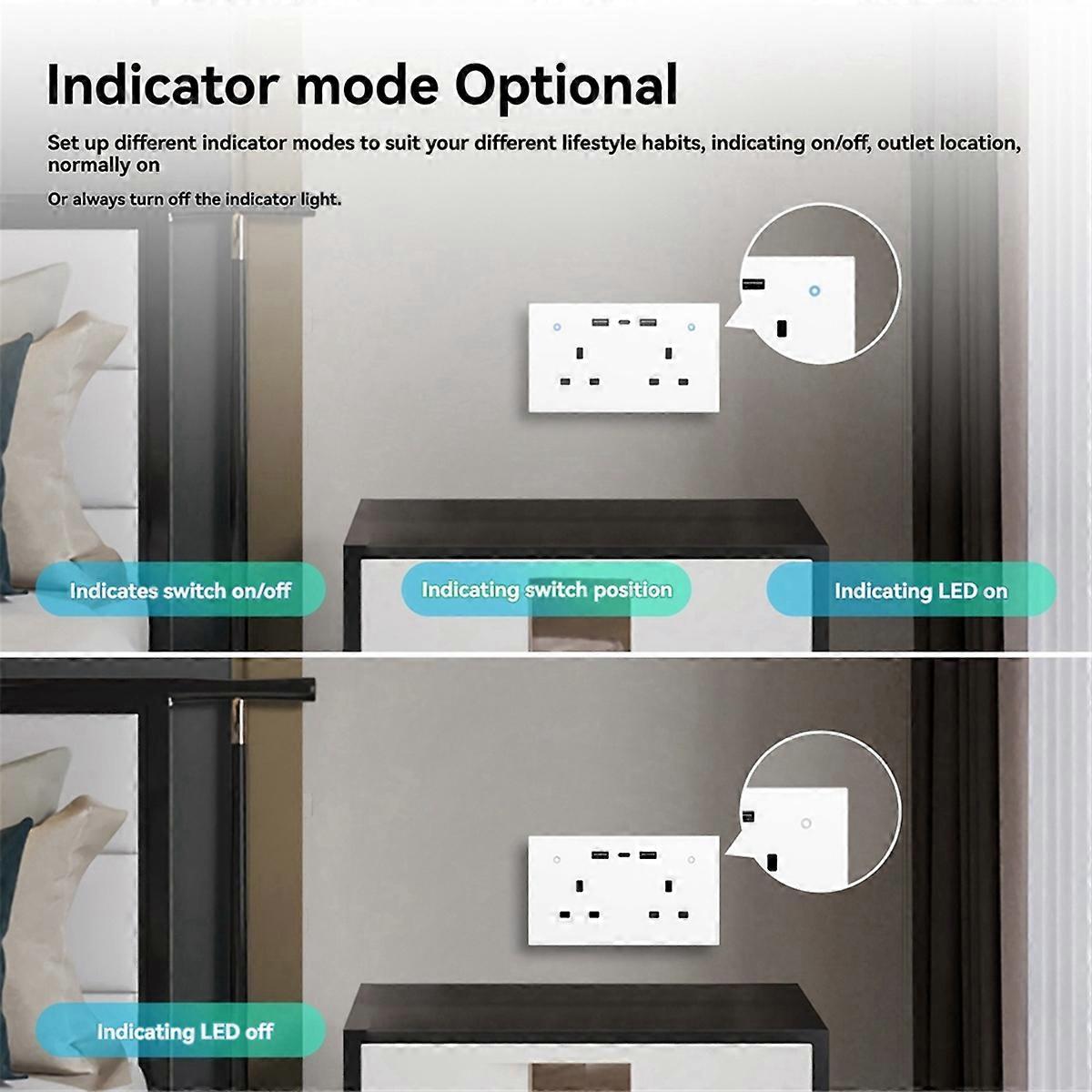 Tuya Smart Wall Socket UK Outlet 13A Touch Switch for Alexa