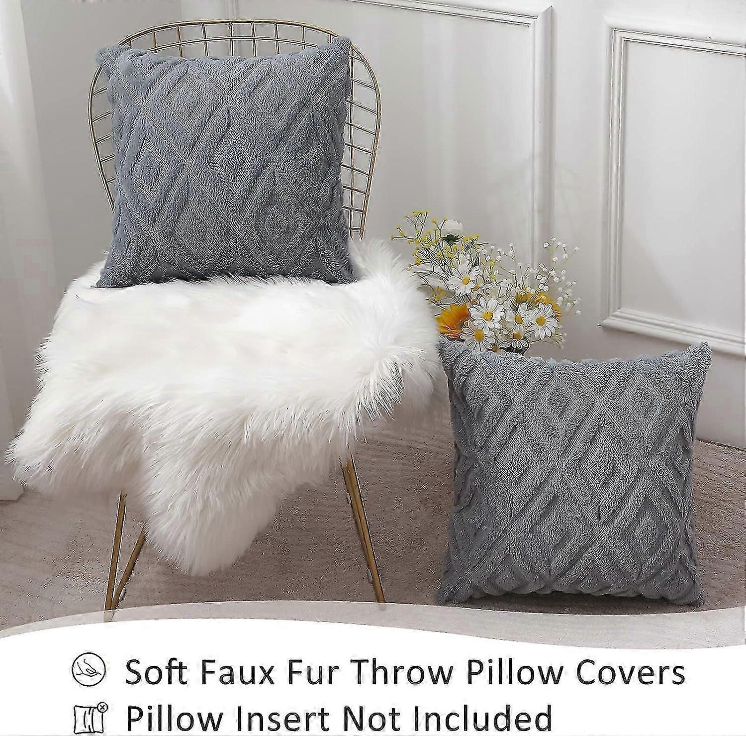 Soft Faux Fur Throw Pillow Covers 18x18 Couch Sofa Pillow Covers