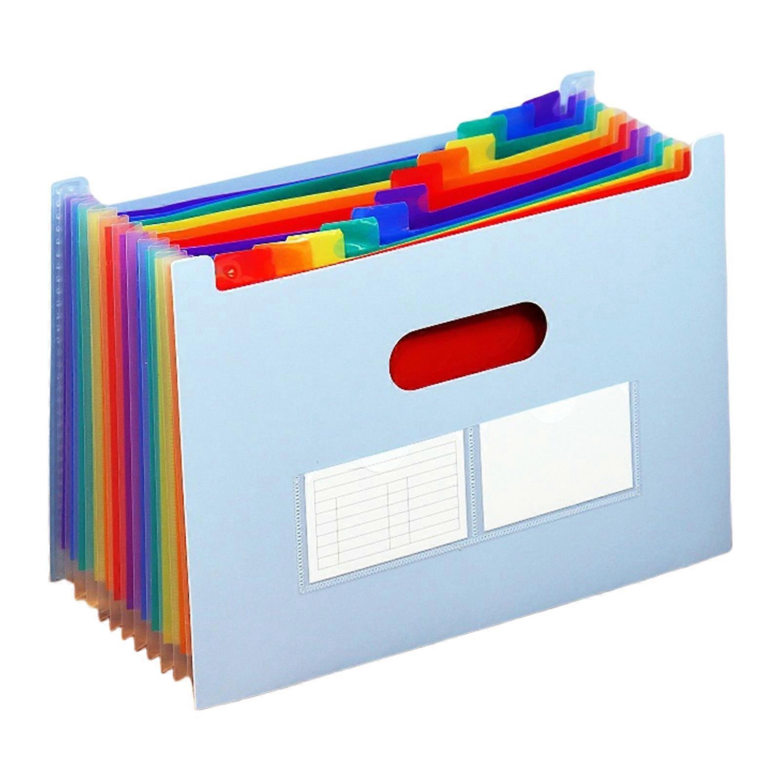 A 4 Multi-Layer Accordions File Folder File Organiser Expanding File Folder Document Storage Bag School Office Supplies  Smoke blue