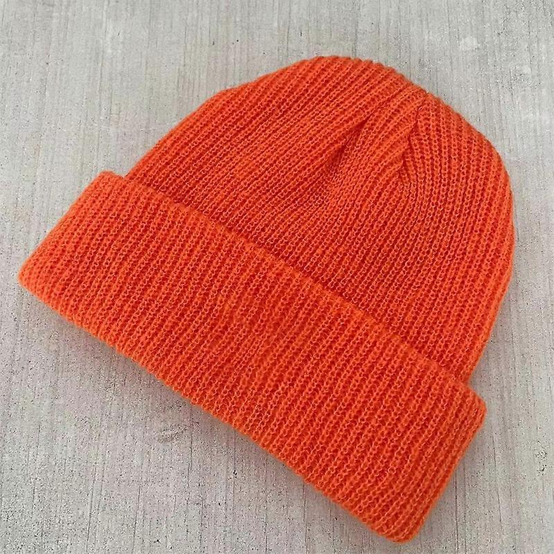 Winter Knitted Rib Hat P Pattern Elastic Solid Color Warm Acrylic Fiber Cool Wool Cap for School