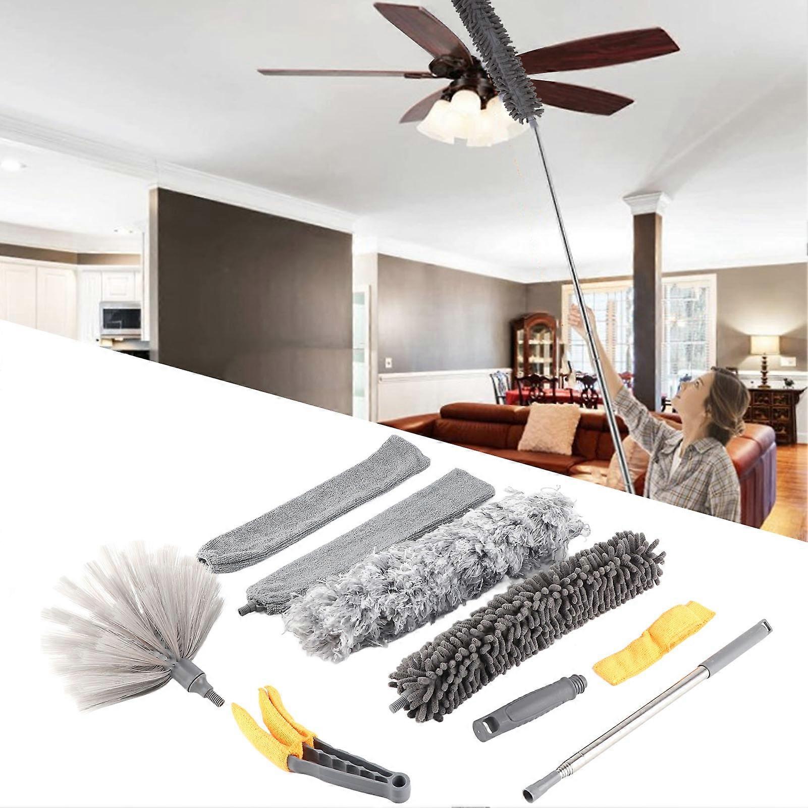 9pcs Microfiber Duster Kit Extendable Feather Duster House Cleaning Tool for Ceiling Fan Car 