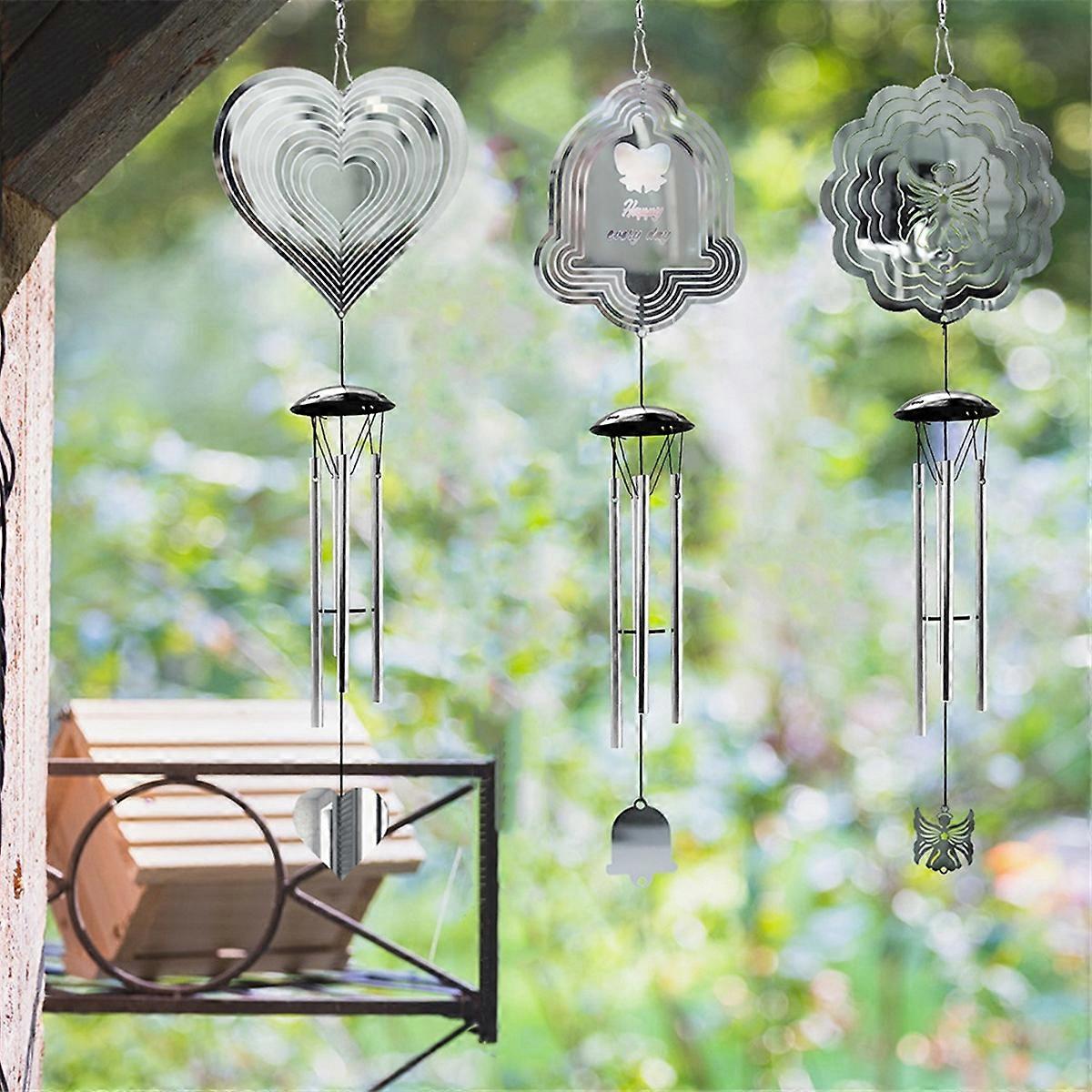 Wind Chimes Wind Spinner Decor, with 4 Thickened Tubes for Mom A