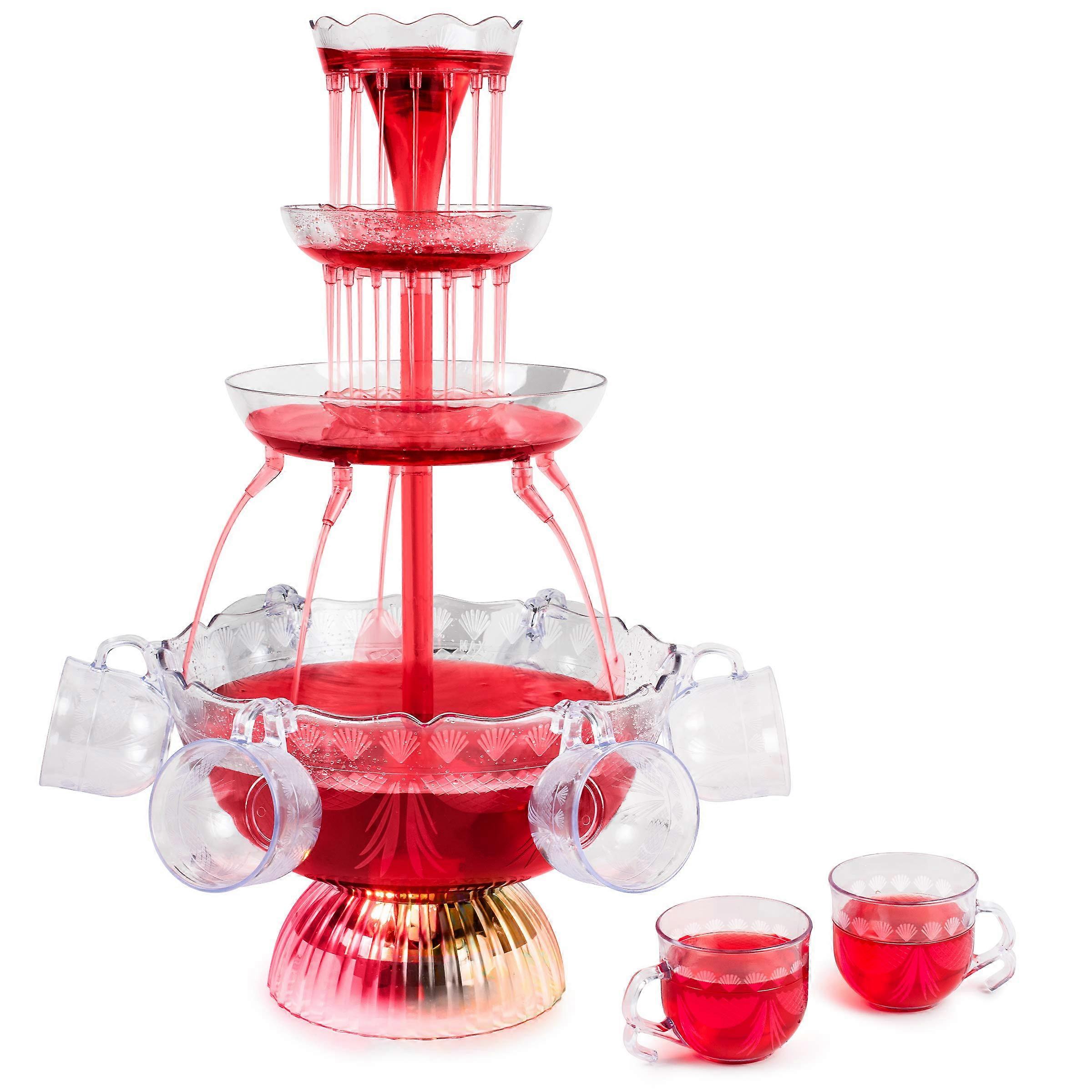 1 Fountain Lighted Party Fountain with LED Lighted Base for Party 3-Tier Holds 1.5 Gallons