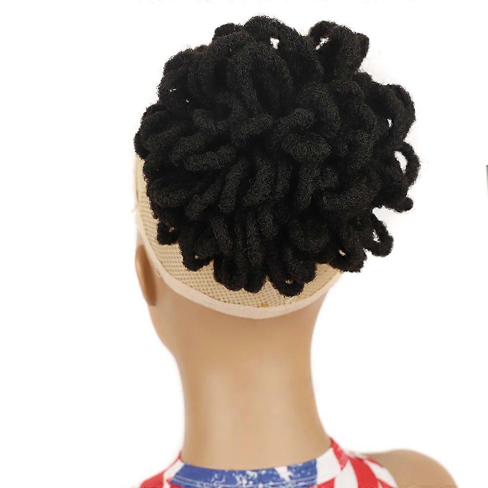 LSFBZB Drawstring Dreadlocks Wig Caterpillar Dreadlock Shaggy Hair Bun, Spec: 1B