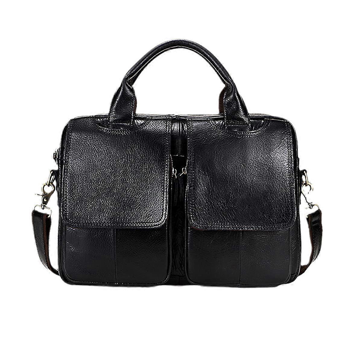 Men's 14'' Leather Briefcase Laptop Bag for Business Documents, Computer Messenger, and Travel - Durable and Stylish