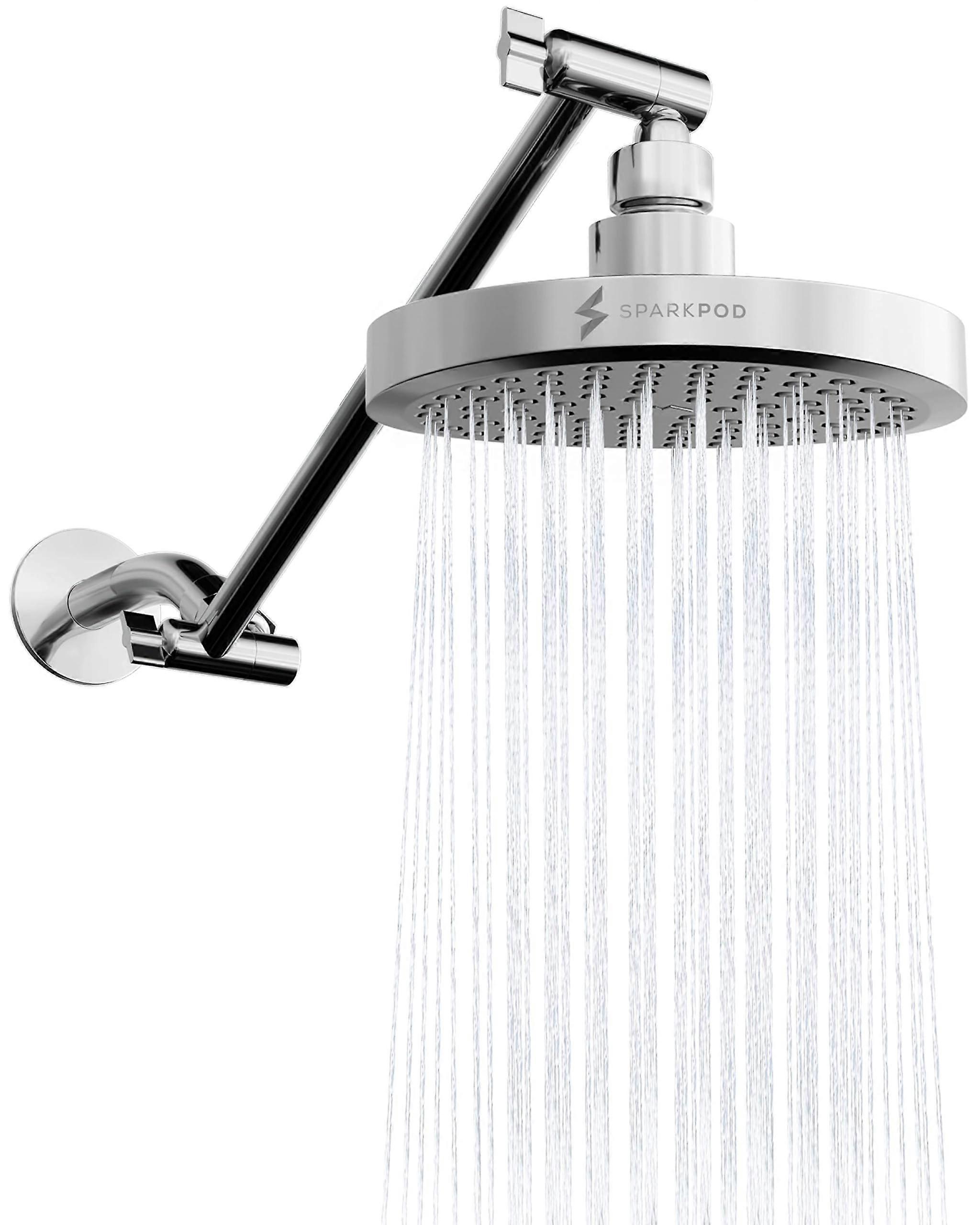 SparkPod Round Rain Shower Head Extension Lever High Pressure Rain Universal Fit Luxury Modern Look