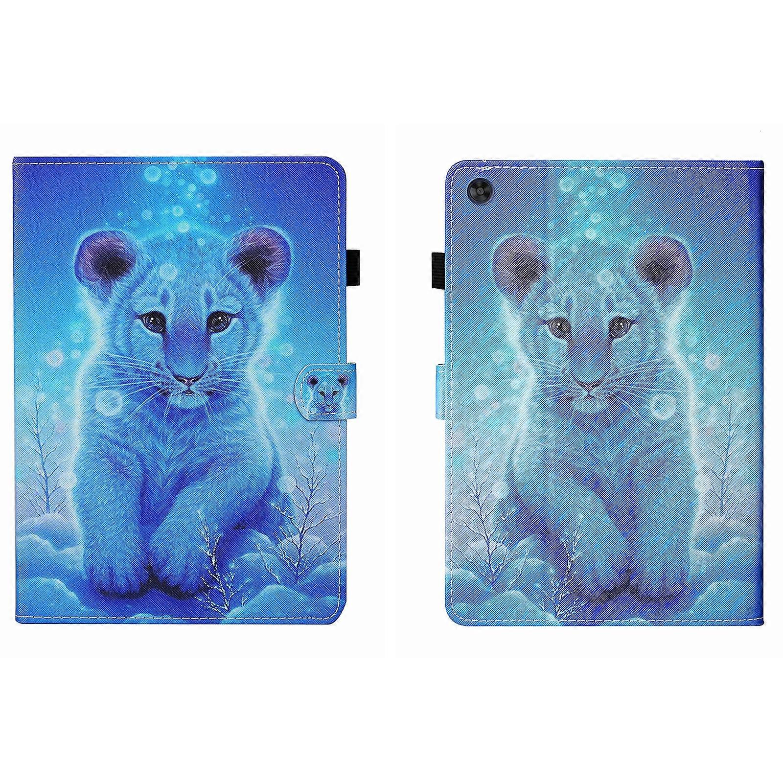 Coloured Drawing Stitching Smart Leather Tablet Case with Sleep / Wake-up Function