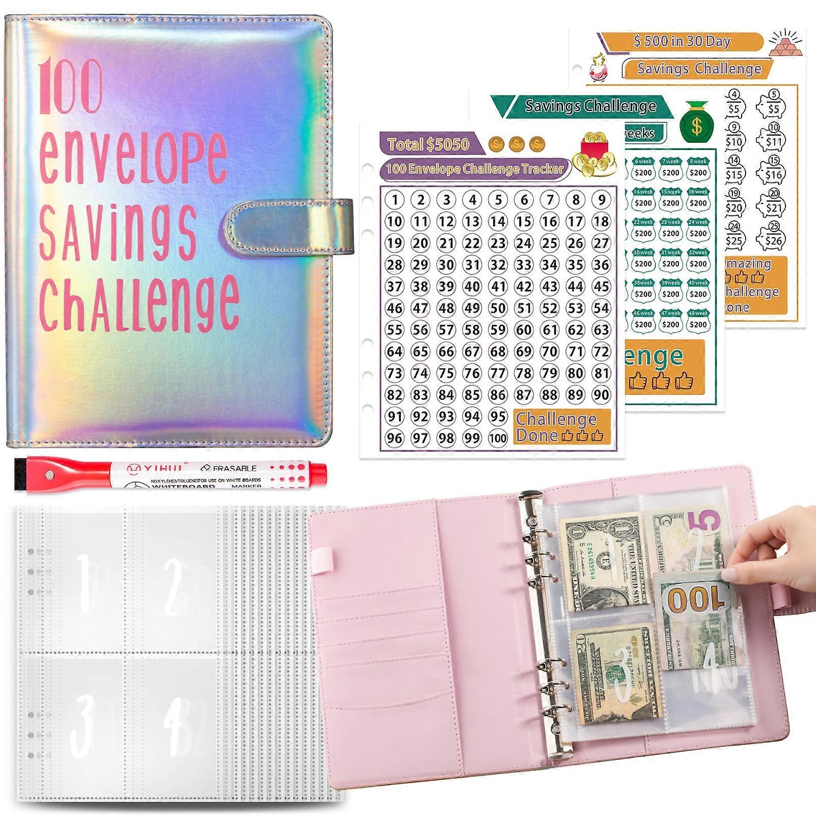 100 Day Savings Challenge A5 Loose Leaf Cash Budget Notebook