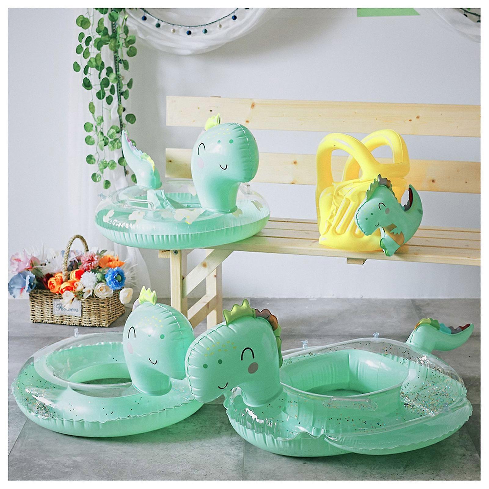 Baby Inflatable Swim Ring Transparent Dinosaur Shape Sitting Pockets Float Ring