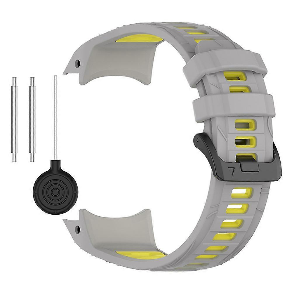 Bi-Color Silicone Watch Strap Sports Watch Bands Accessories for Garmin Instinct3 50mm (Gray Yellow)