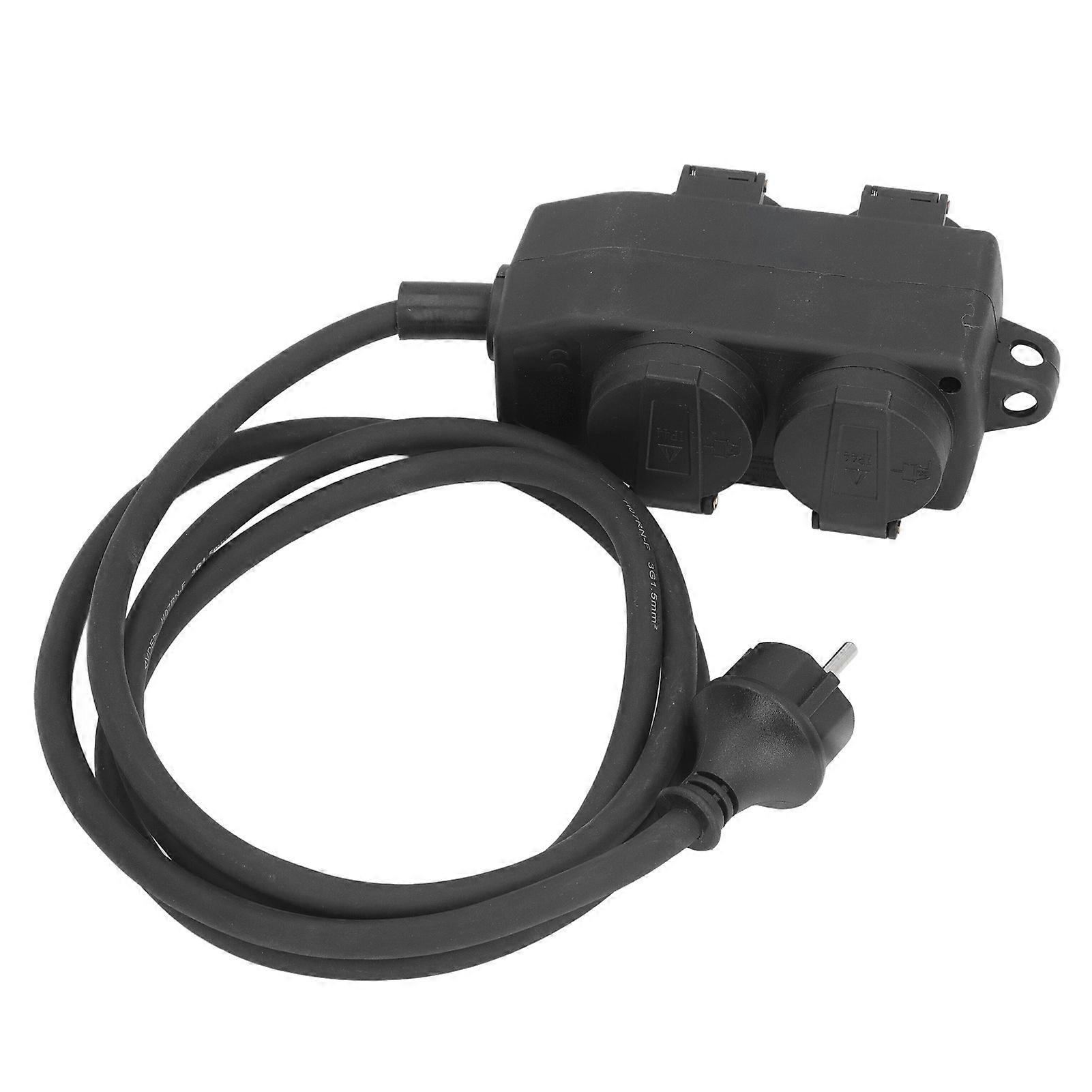 16A Extension Power Cord Outdoor PC Protective Contact Cable with 4 Way Sockets IP44 Maximum 3680W