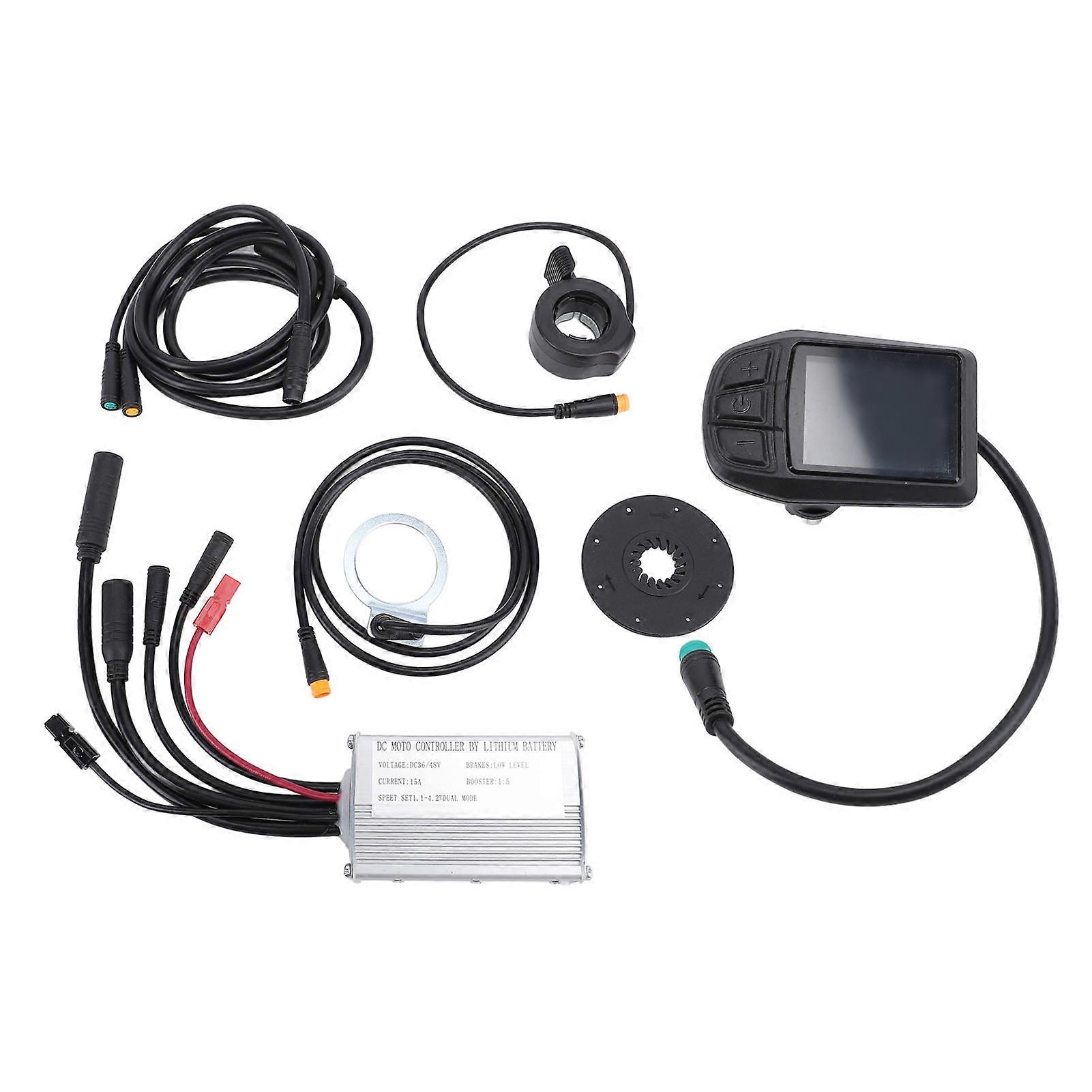 36V 48V 15A Motor Speed Controller JN15A with UKC3 Color Display Panel Thumb Throttle Power Pedal Assist Sensor 1 to 2 Cable for Electric Scooter