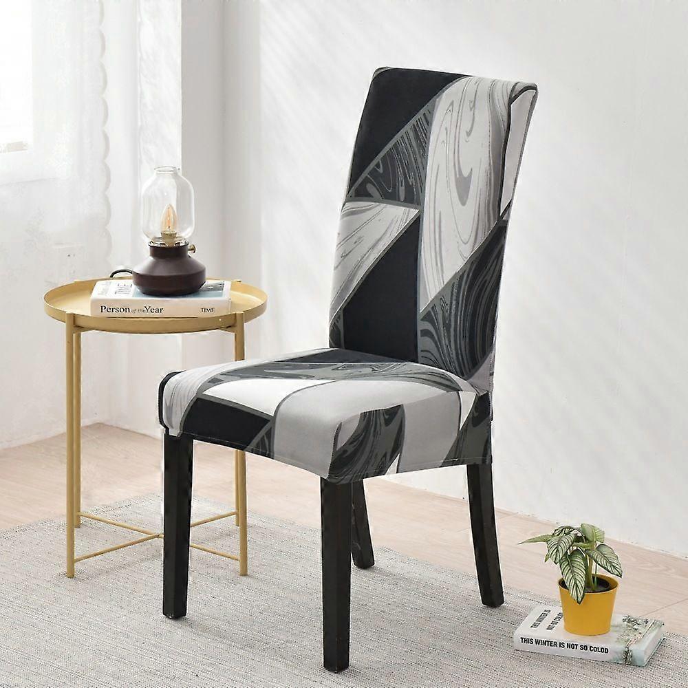 Stretch Chair Slipcover(Black and White Geometric Pattern)2 Pieces,Universal Washable,Easy to Clean Chair Cover for Decor Dining Room Hotel Restaurant