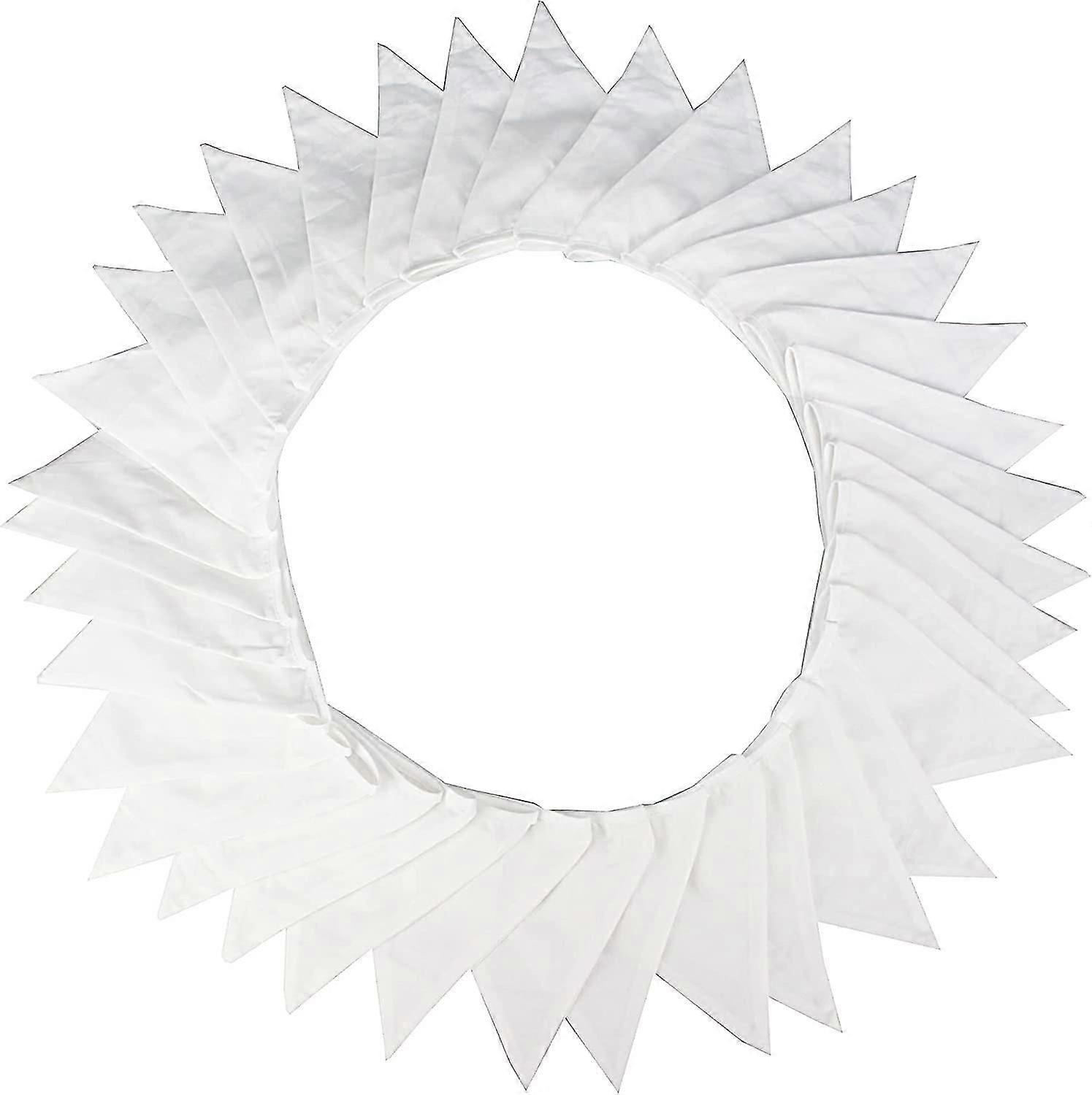 10 M Fabric Bunting, גרלנד לבן Bunting עם 36 דגלי תליון