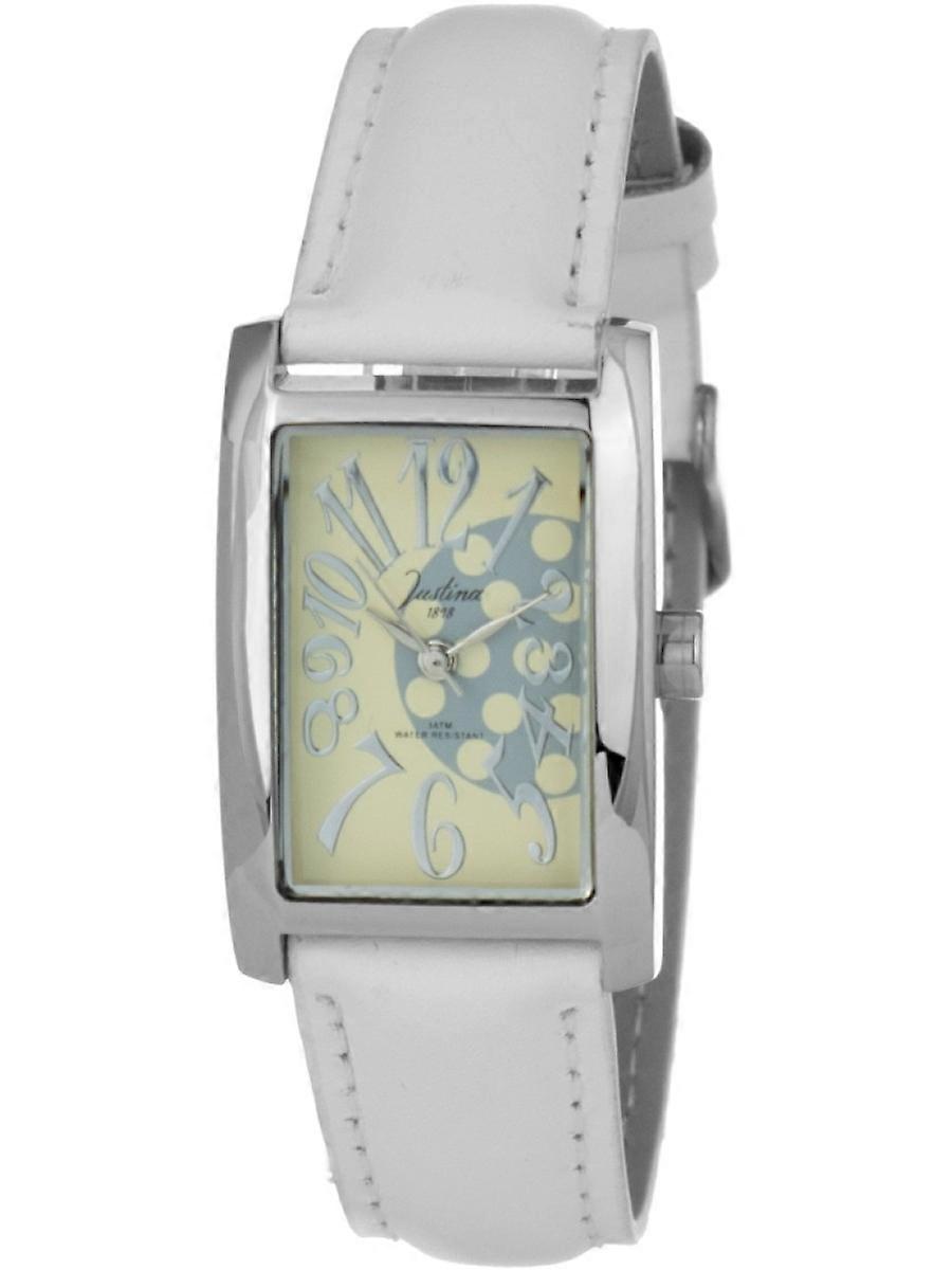 Justina Vit Äkta Läder 21994A Damklocka