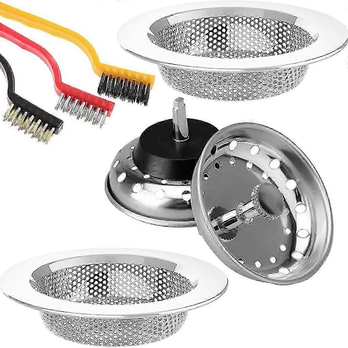 2 Pcs Kitchen Sink Strainer Stopper Combo Basket Replacement for 31/2 Inch Drain, Bonus 3Pcs Kitch
