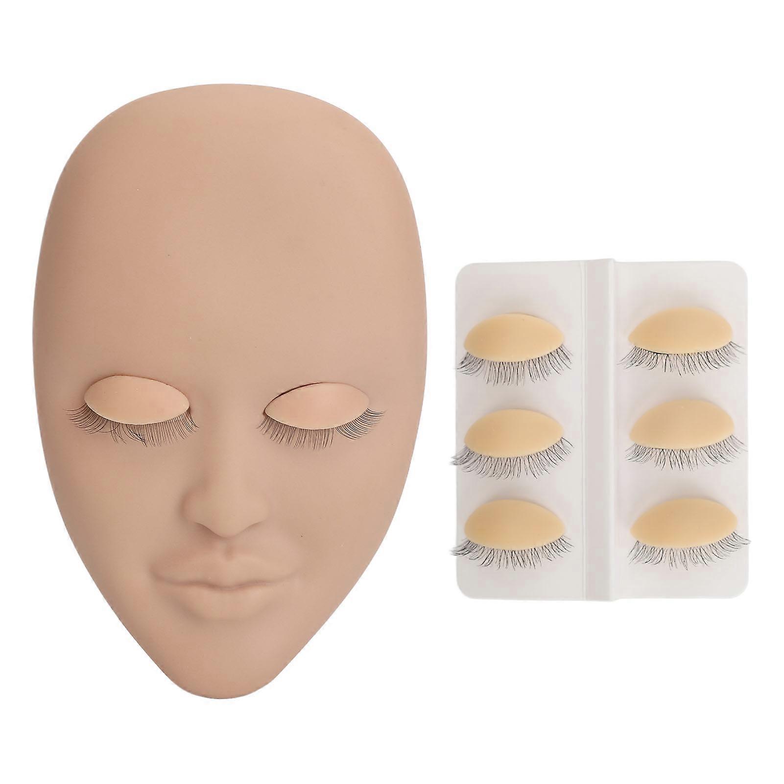 Lash Mannequin Face 3 Pairs Removable Eyelids Eyelash Extension Practice False Face for Beginners