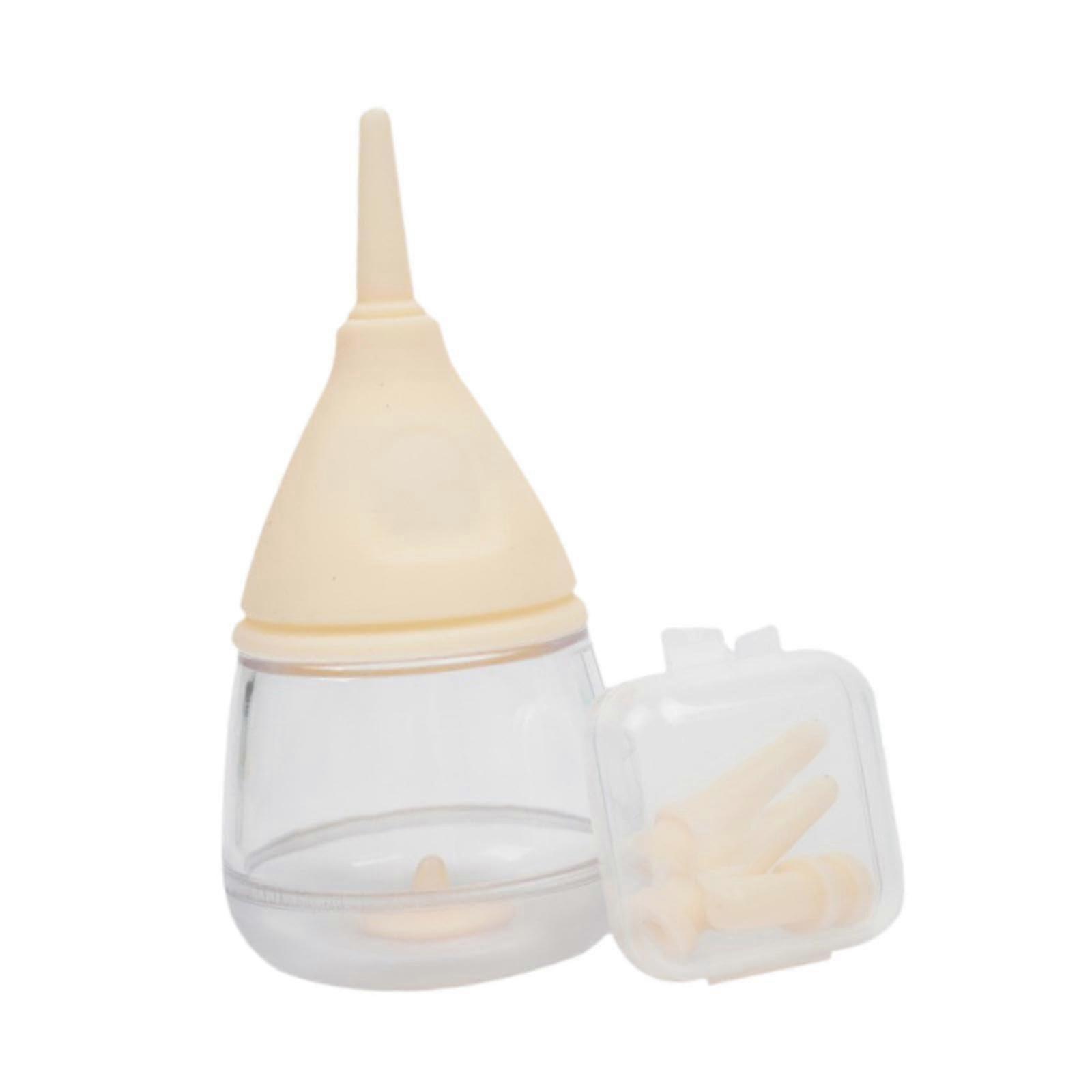 Kitten Bottle Feeding Kit 35ml, Yellow Milk Bottle with Replaceable Nipples for Puppies, Hamsters, and Small Pets