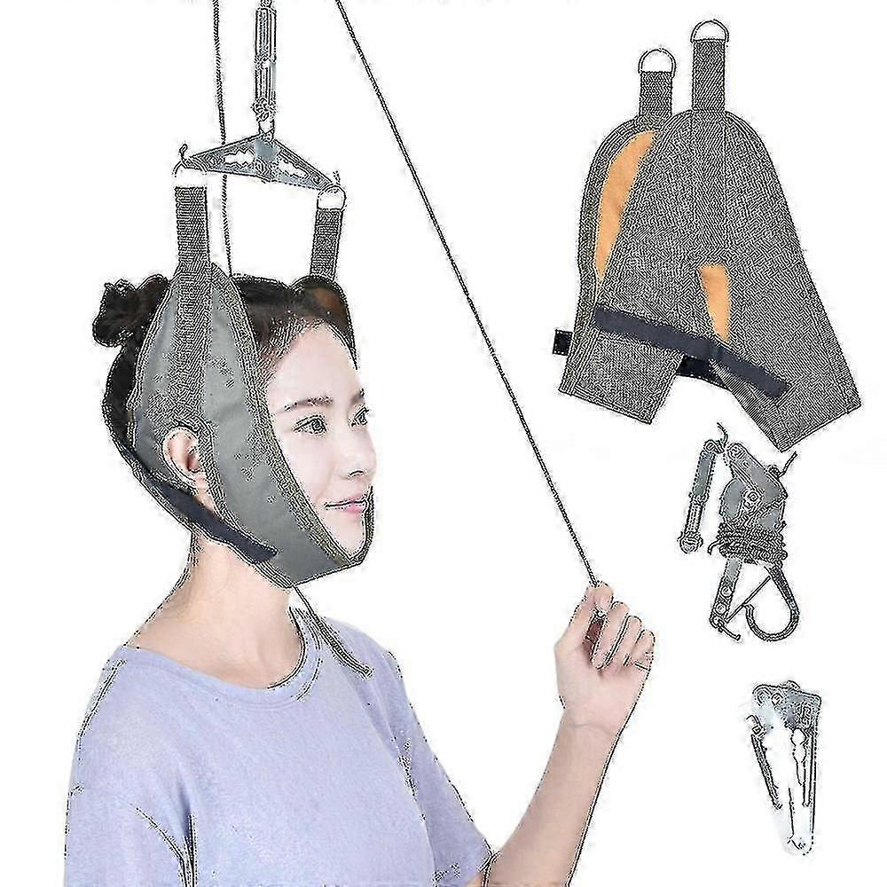 Neck traction device for cervical relief with adjustable stretching kit